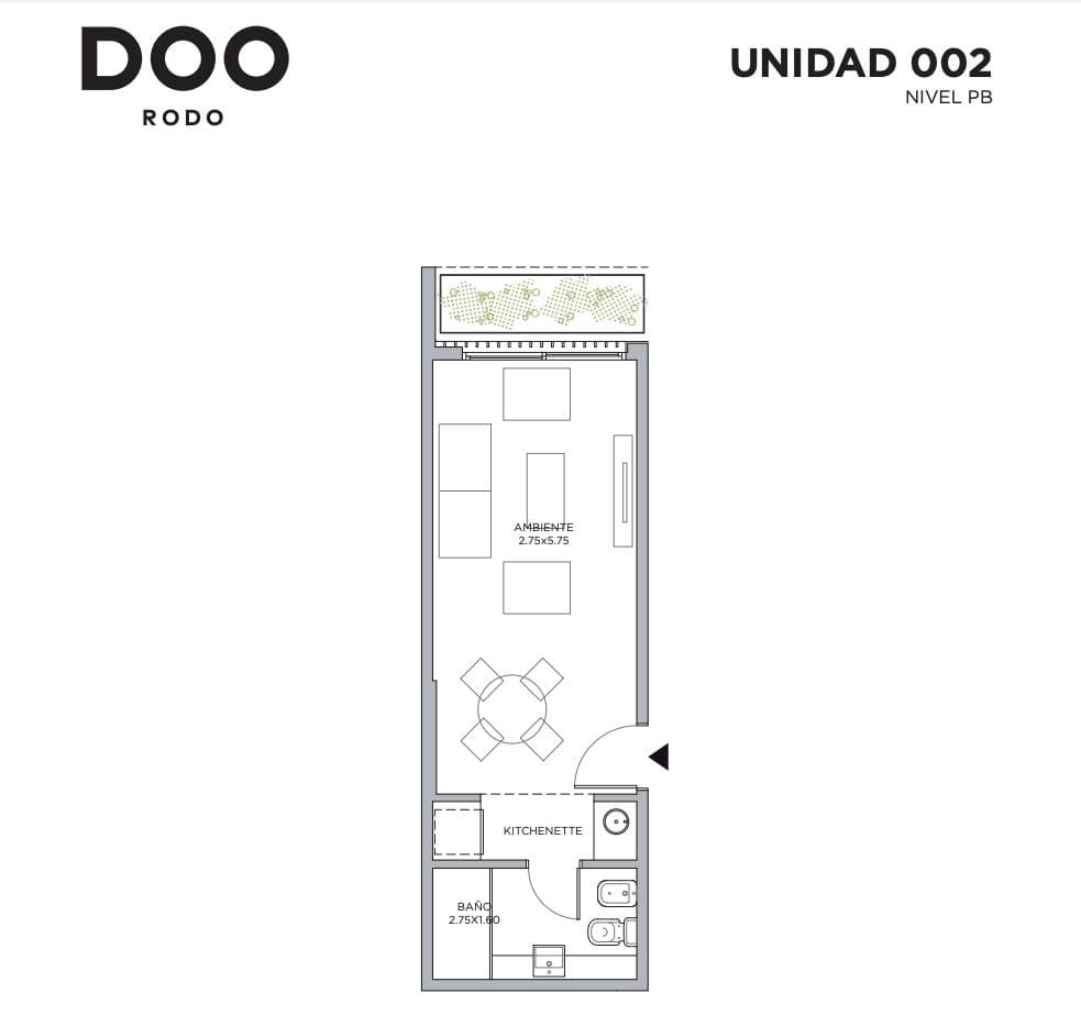Studio apartment for sale on the street front, ground floor, Cordón