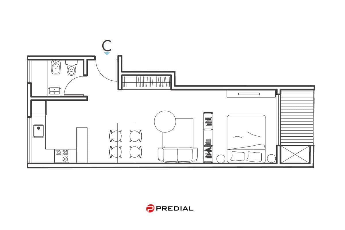 One-room apartment in Almagro