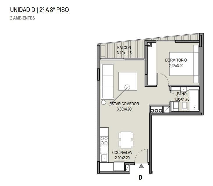 2-room apartment for sale in Villa Urquiza