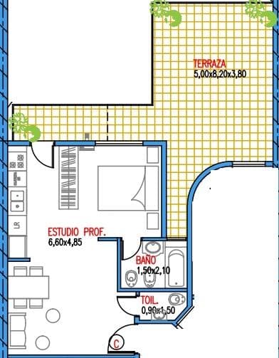 One-room apartment for sale in Villa Crespo with a garage and a terrace