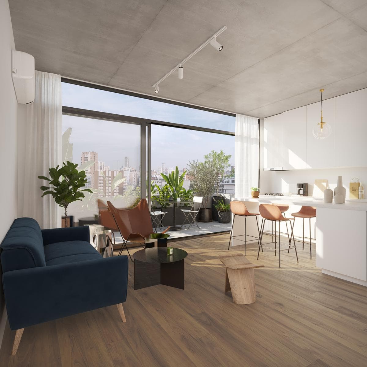FOR SALE: Apartment at BELGRANO 1 and 2—2 bedrooms, balconies, terraces, pool, grill, laundry room, bike racks, and coworking space