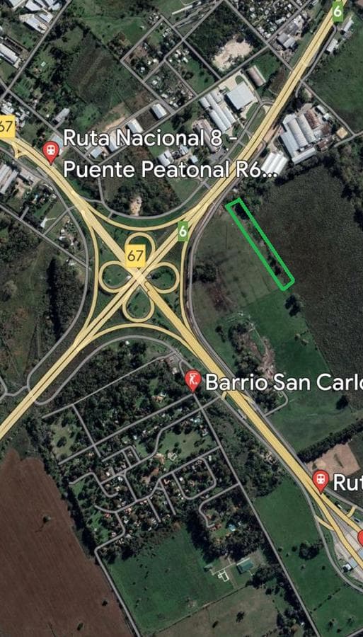 Land for Sale in Pilar, at the Intersection of Route 6 and Route 8, 10