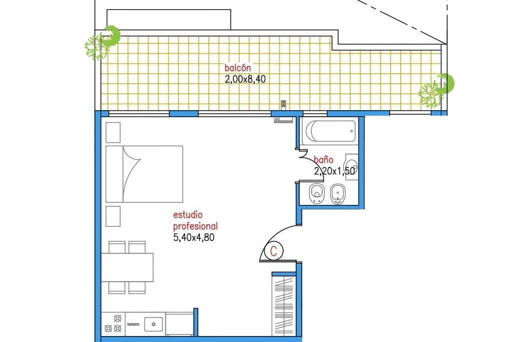 One-room apartment in Caballito for sale