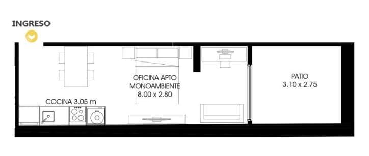 FOR SALE - Studio apartment with patio - Downtown, Rosario.
