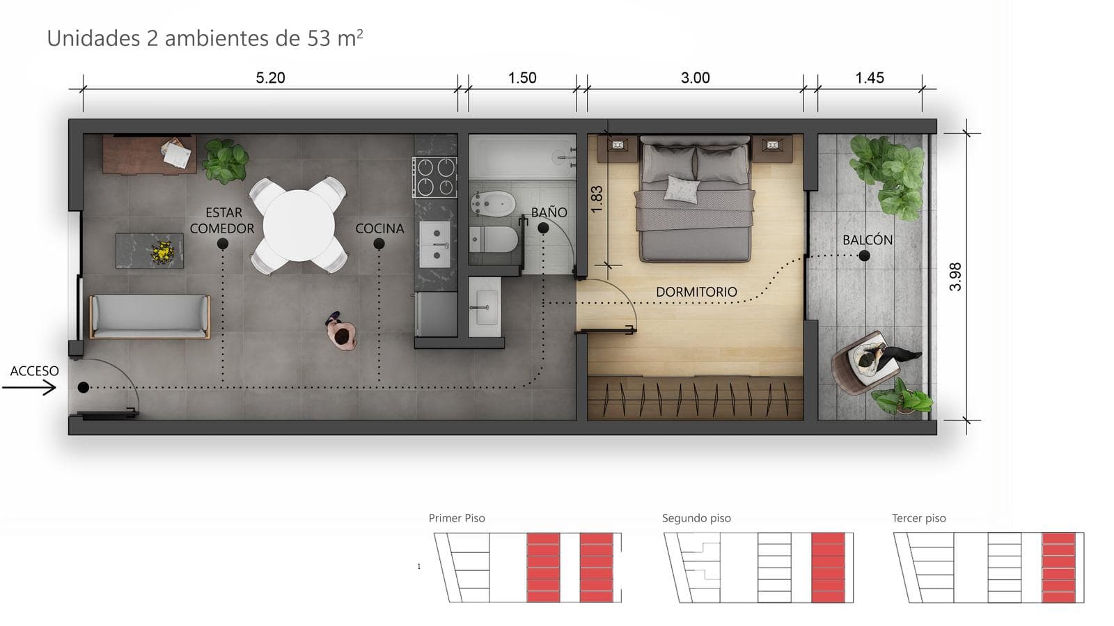 2-room apartment with a balcony—brand new