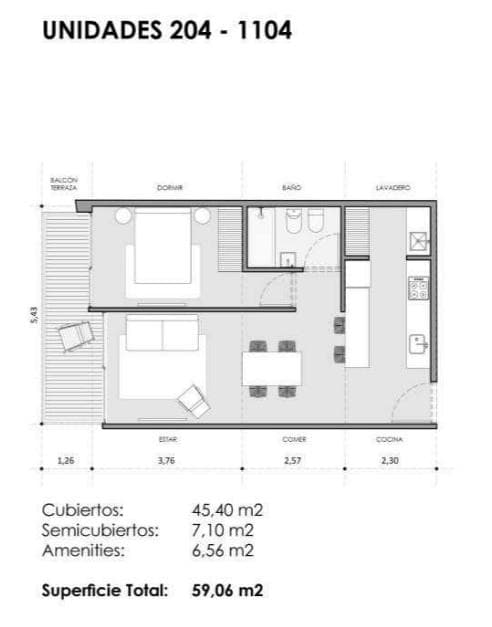 Two-room apartment for sale in Almagro
