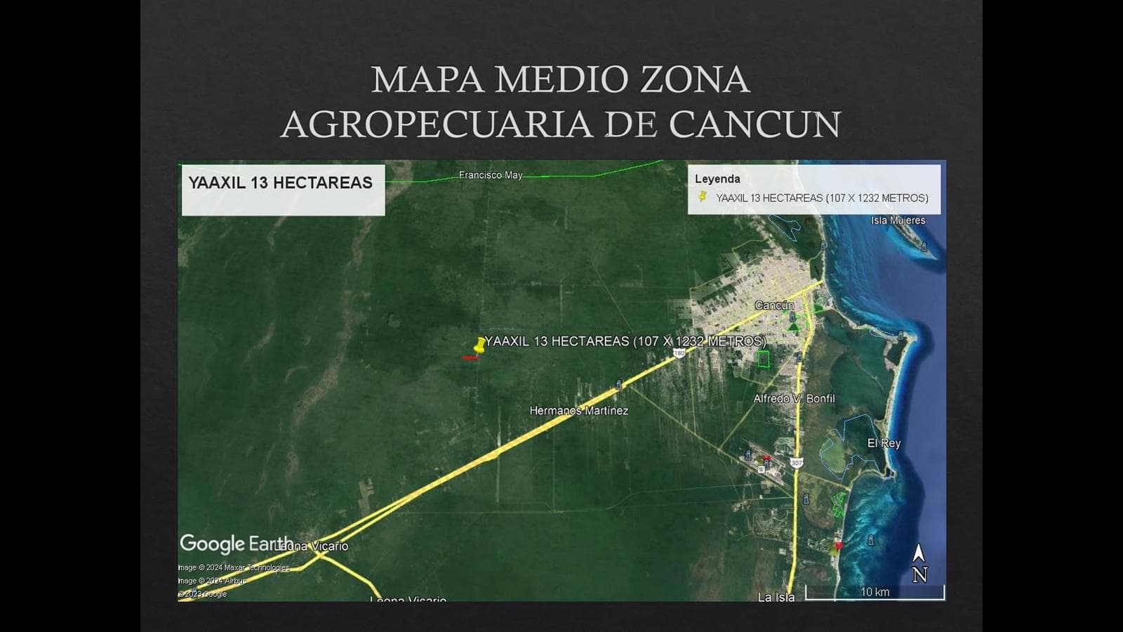 Land for Sale, 13 Hectares, 107 m of frontage on the Cancún-Francisco May Highway, Cancún, Quintana Roo