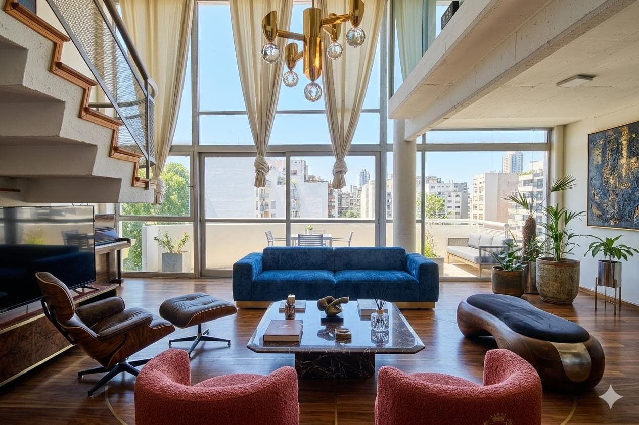 7-room triplex for sale with its own pool in Palermo