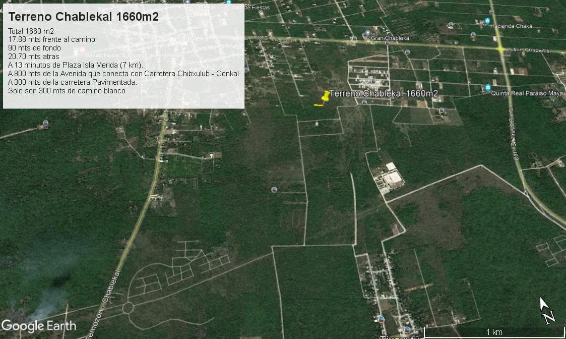 1,660-square-meter lot in a rapidly growing area of Chablekal