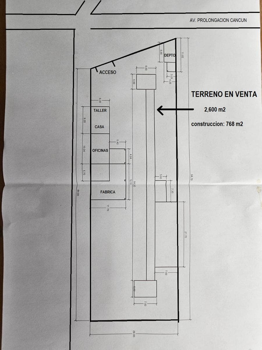 Land for sale, 2,600 m², construction 768 m², ABC, Cancun