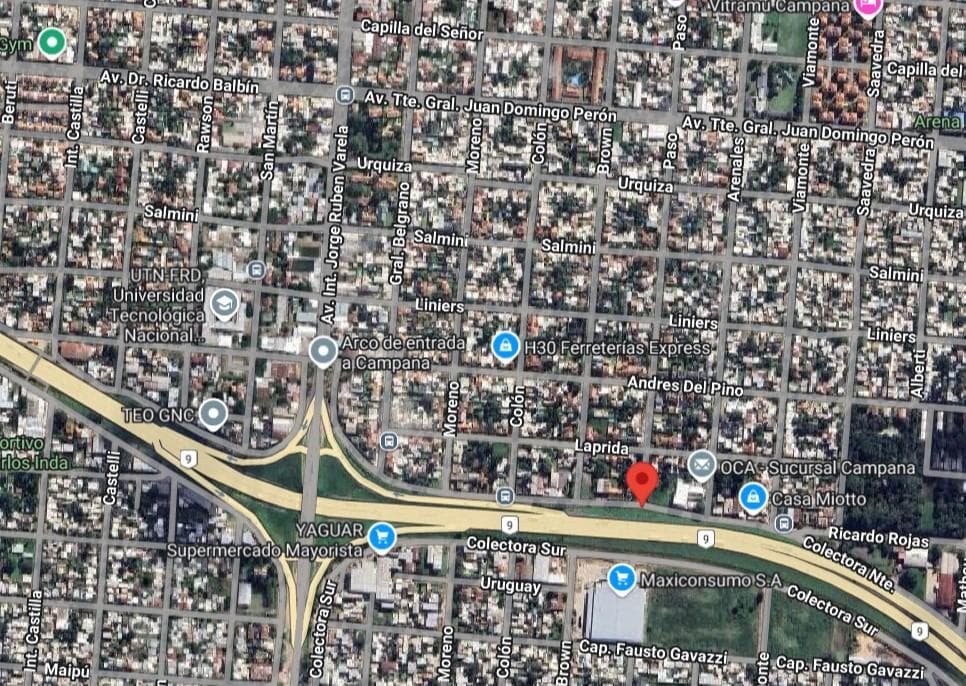 Land for Sale, 234 m2. Colectora Norte and Paso. Campana