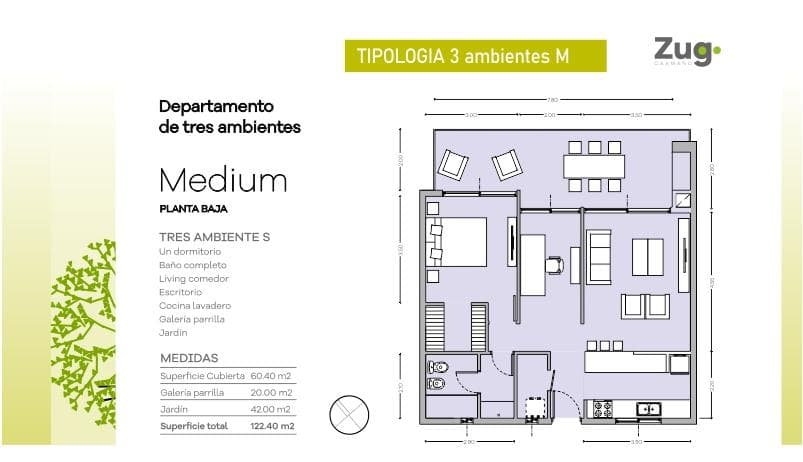 2.5-Room Ground-Floor Apartment for Sale with Garden and Garage in Pilar