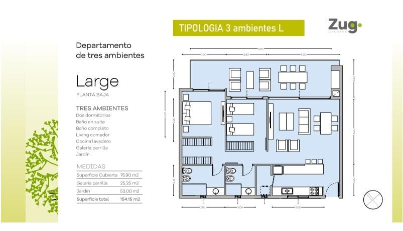 3-Room Apartment with Garden and Garage in Pilar