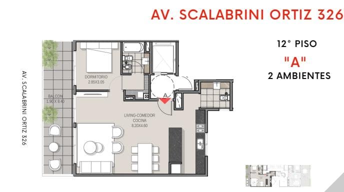 2-room apartment for sale in Villa Crespo.