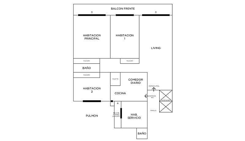 4-Bedroom Apartment for Sale with Balcony and Outbuilding in Barrio Norte