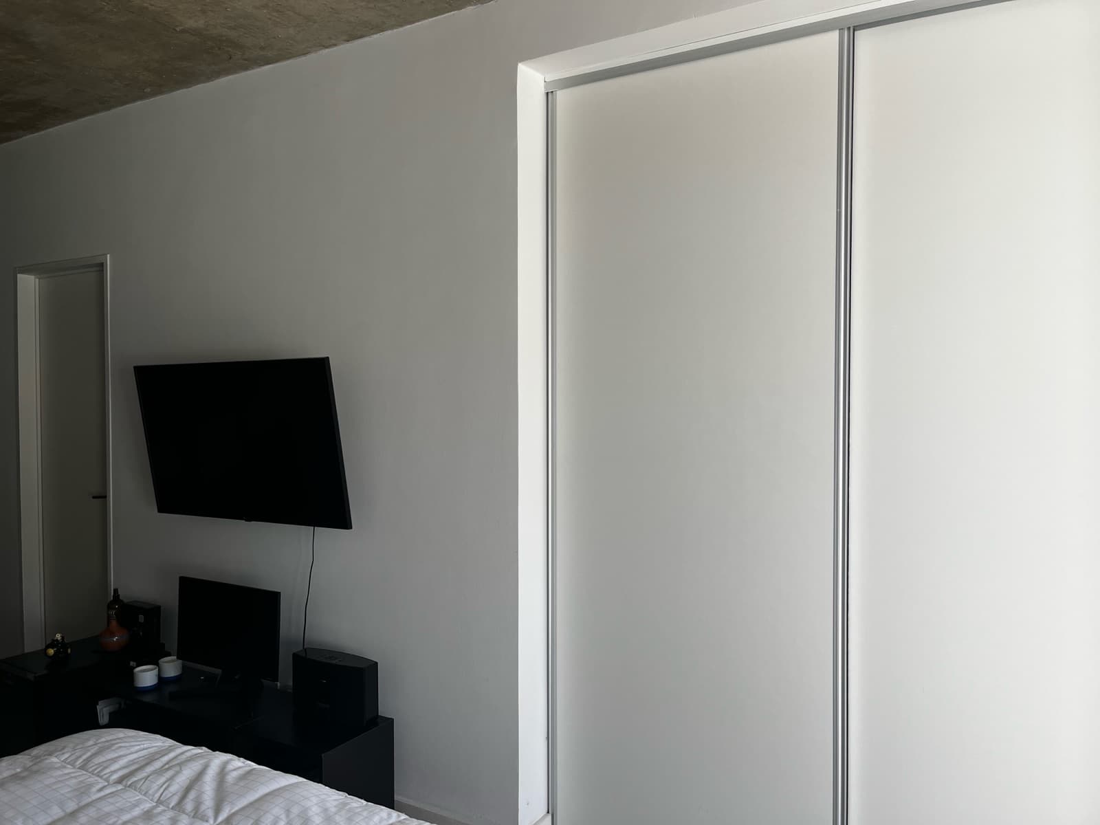 Modern studio apartment with a large patio