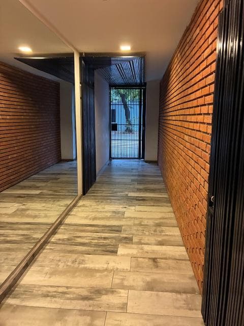 Modern studio apartment with a large patio