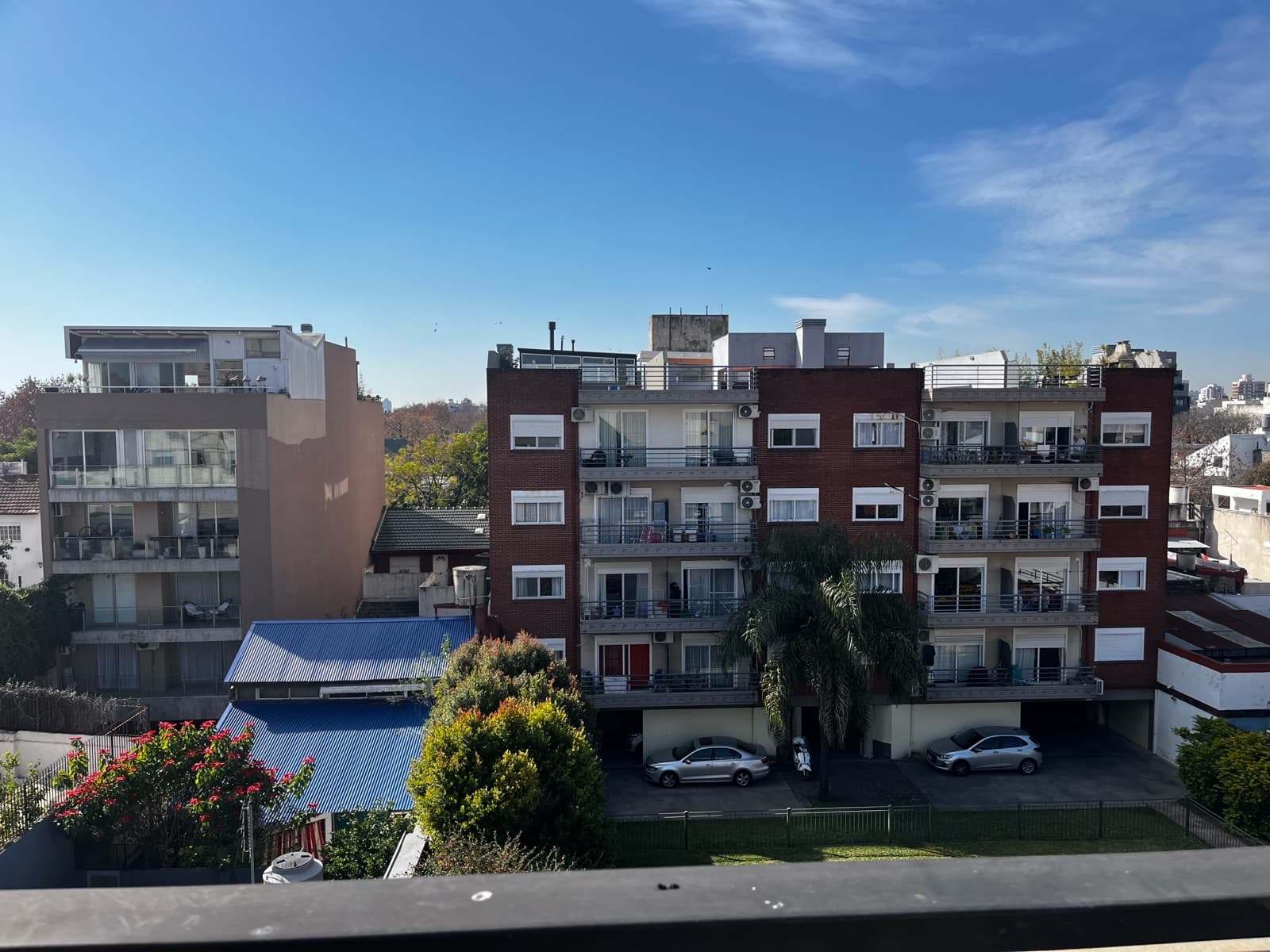 Modern studio apartment with a large patio