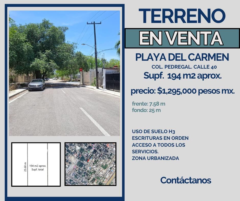 Residential Land for Sale in Playa del Carmen.