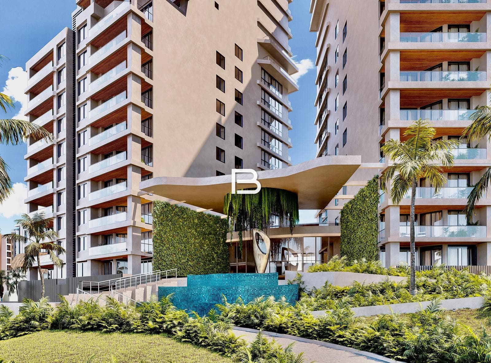 Apartment in Cancún features a private pool with views of the lagoon and marina