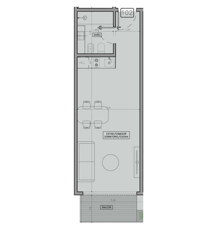 One-room apartment for sale in Almagro