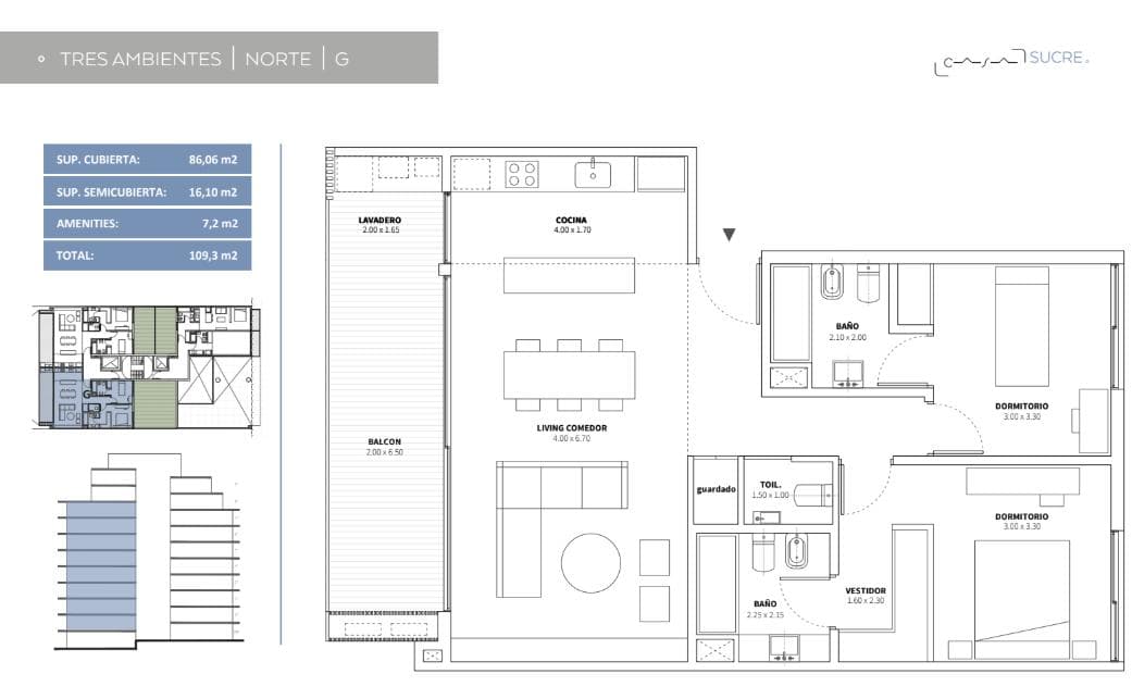 3-room apartment for sale in Belgrano
