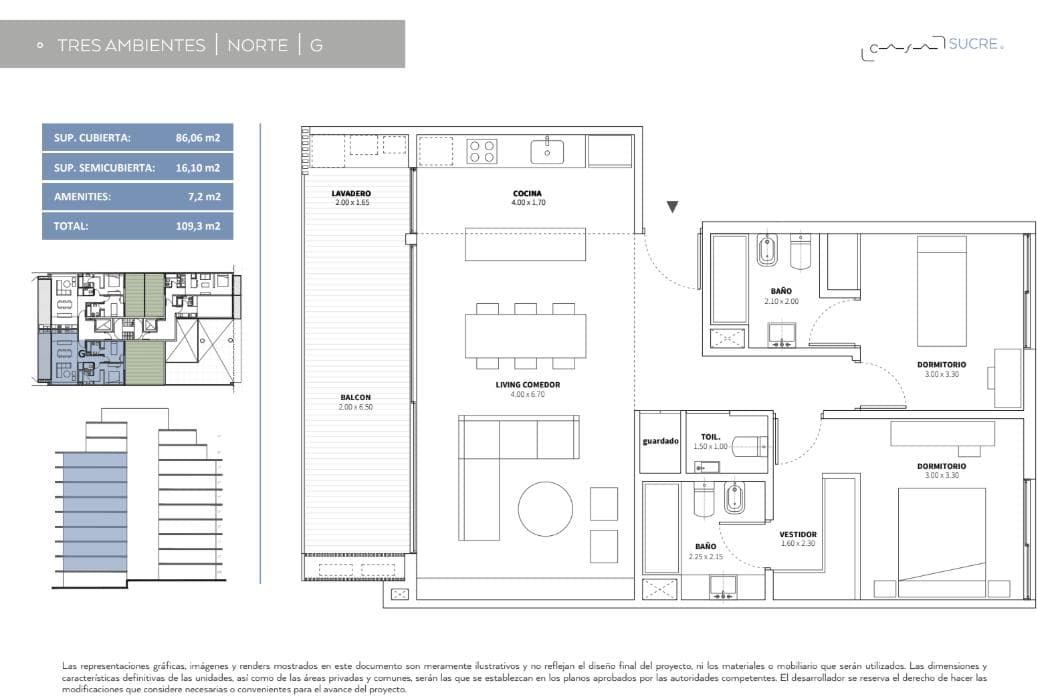 3-room apartment for sale in Belgrano