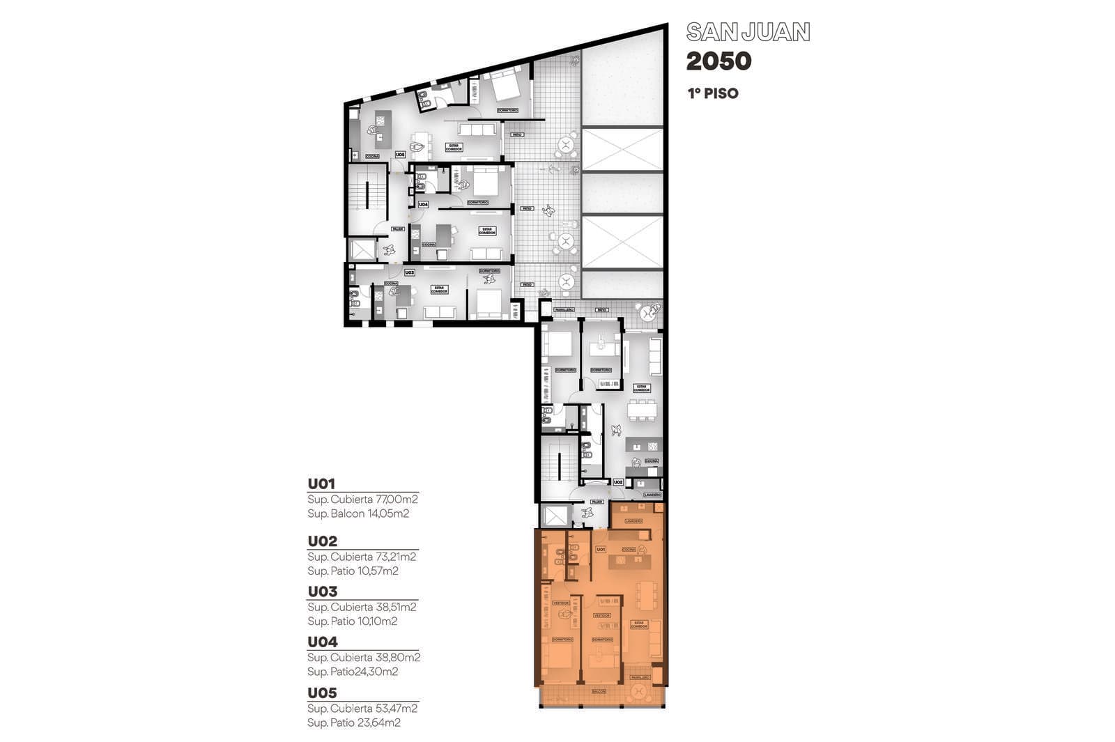 FOR SALE - 2-bedroom apartment under construction with a balcony - Downtown, Rosario.