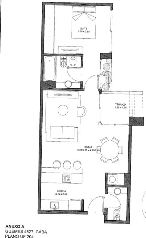 2-room apartment for sale in Palermo.