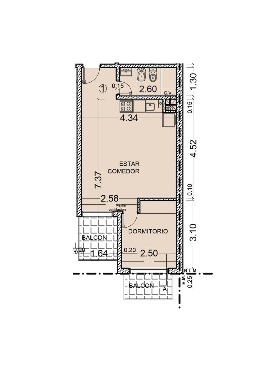 FOR SALE - 1-Bedroom Apartment with a Front-Facing Balcony - Downtown, Rosario.