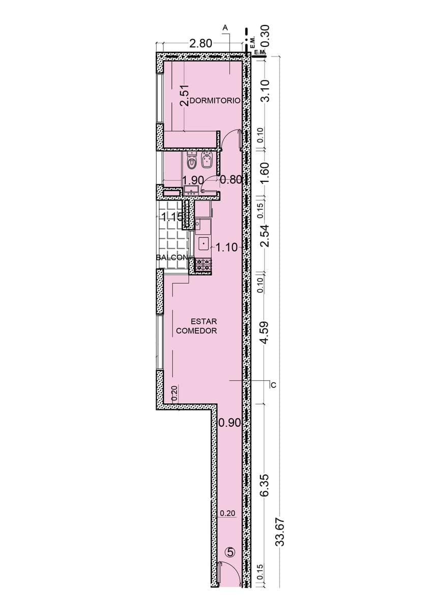 FOR SALE - 1-bedroom apartment with a balcony facing the rear of the building - Downtown, Rosario.
