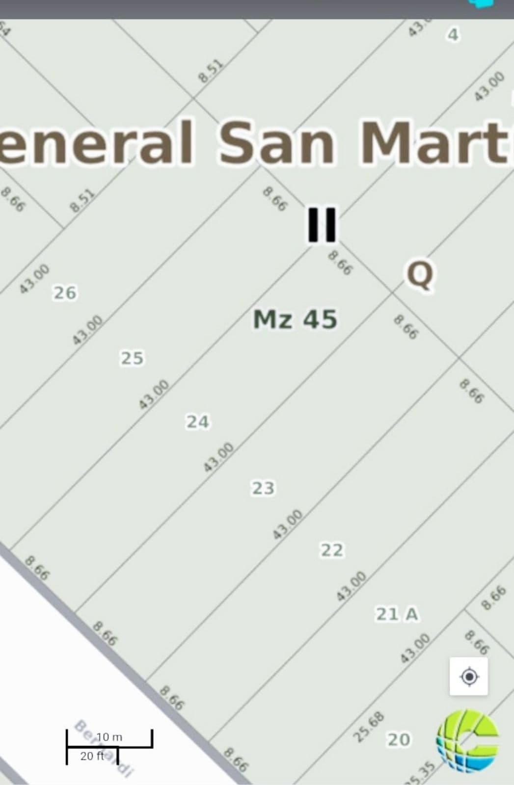 Lot for sale, ideal for a real estate project; zoned RM; 8.66 x 43 meters; accepts payment in square meters