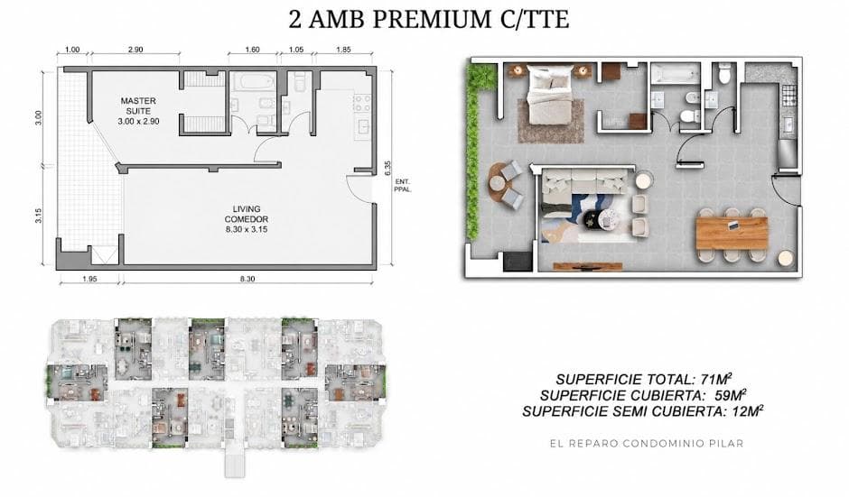 2-Bedroom Premium Apartment, El Reparo Condominium, Pilar, Northern Greater Buenos Aires Area