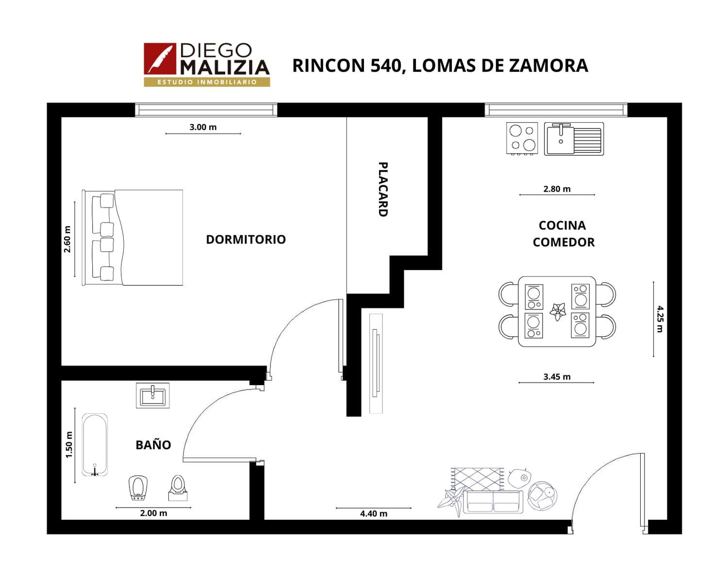 2-room apartment for sale in Banfield with a garage and private terrace