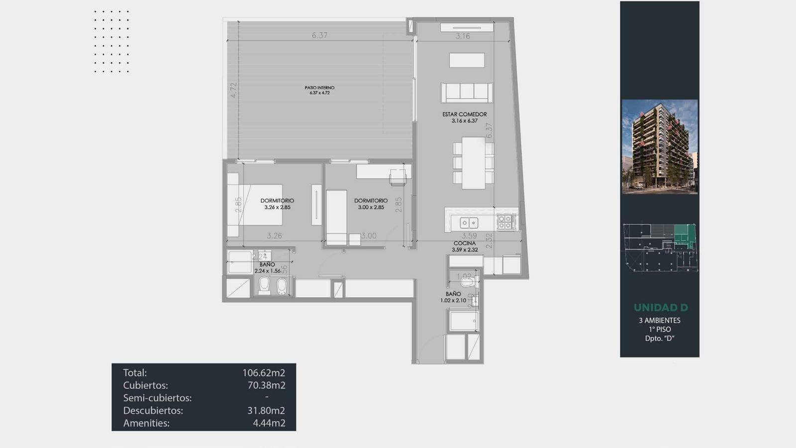 Three-room apartment in Almagro