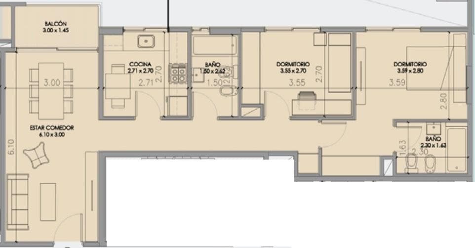 3-room apartment in Almagro