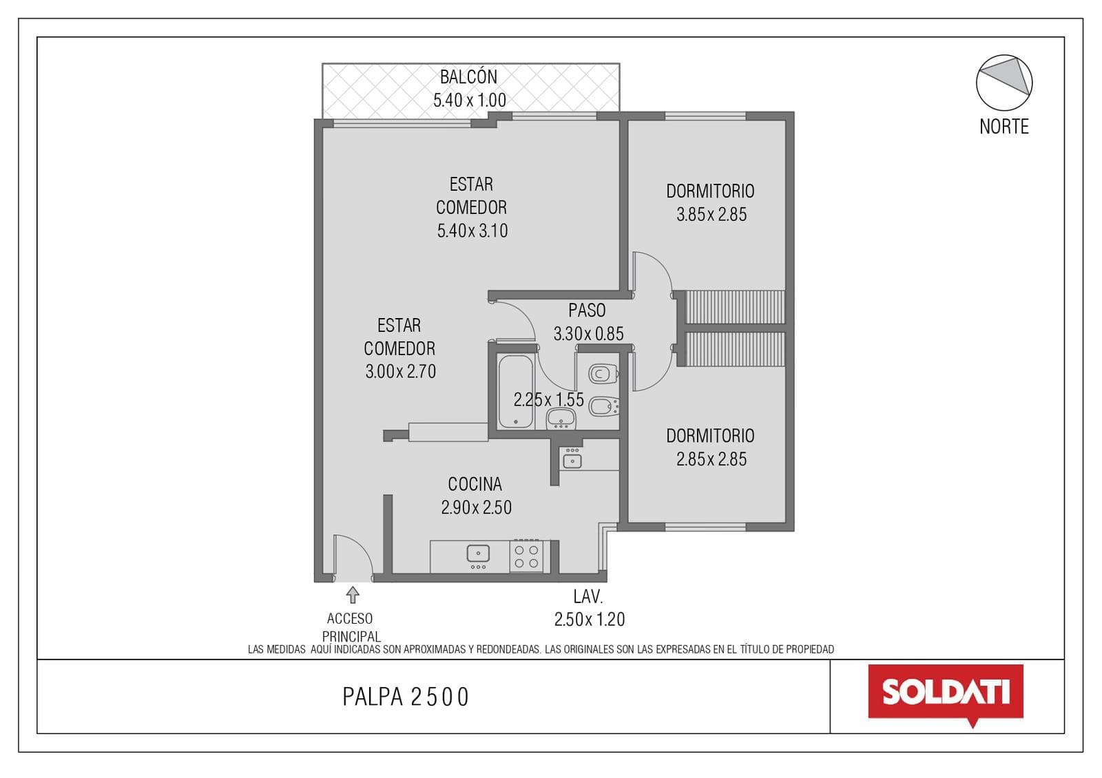 Apartment for Sale in Colegiales, Palpa: 3 rooms, 2 bedrooms, office, balcony, storage room