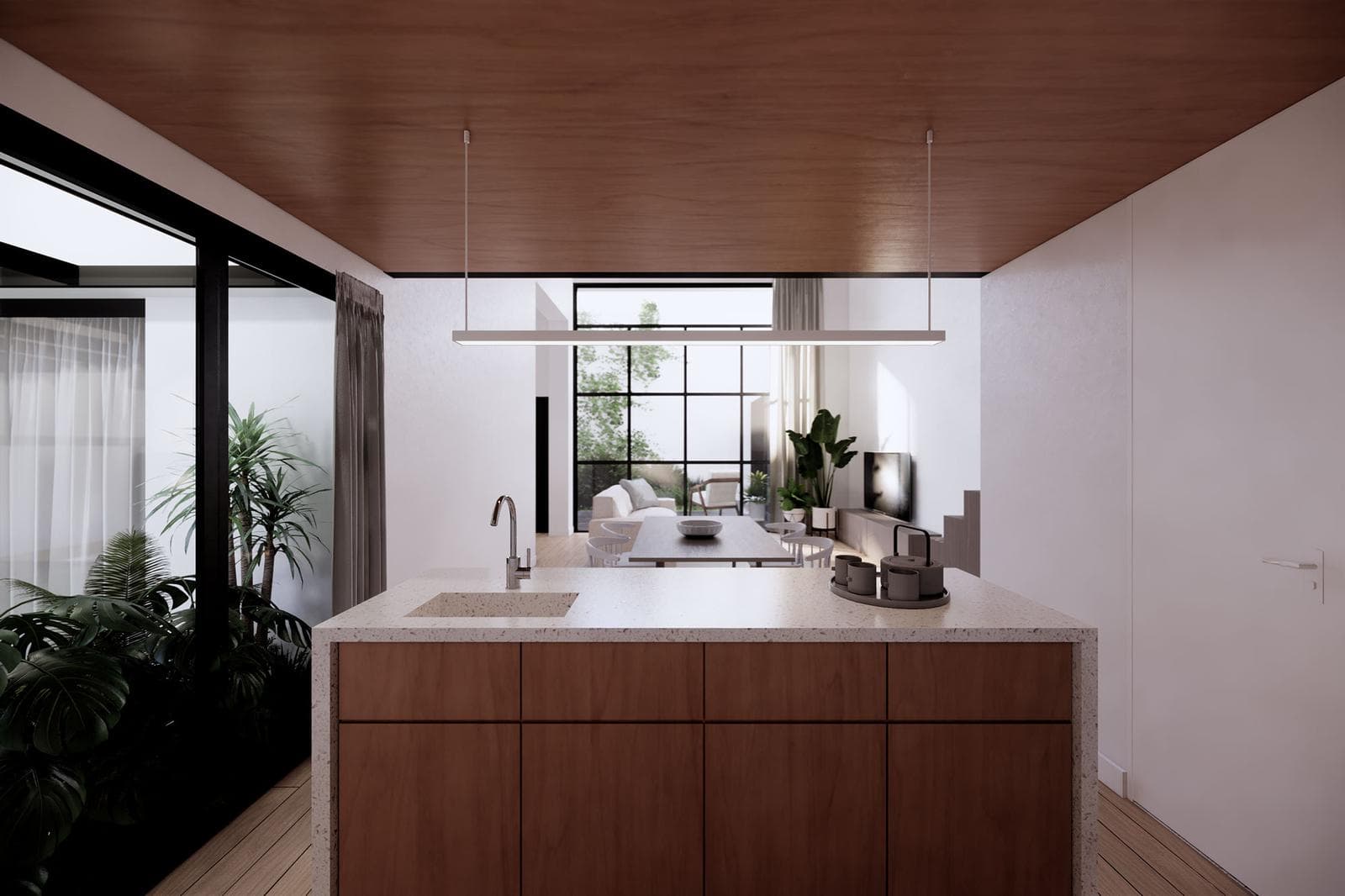 house with patios