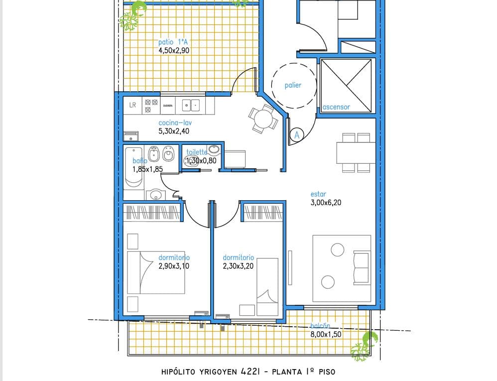 Brand-New 3-Room Apartment for Sale in Almagro with a Balcony and Patio