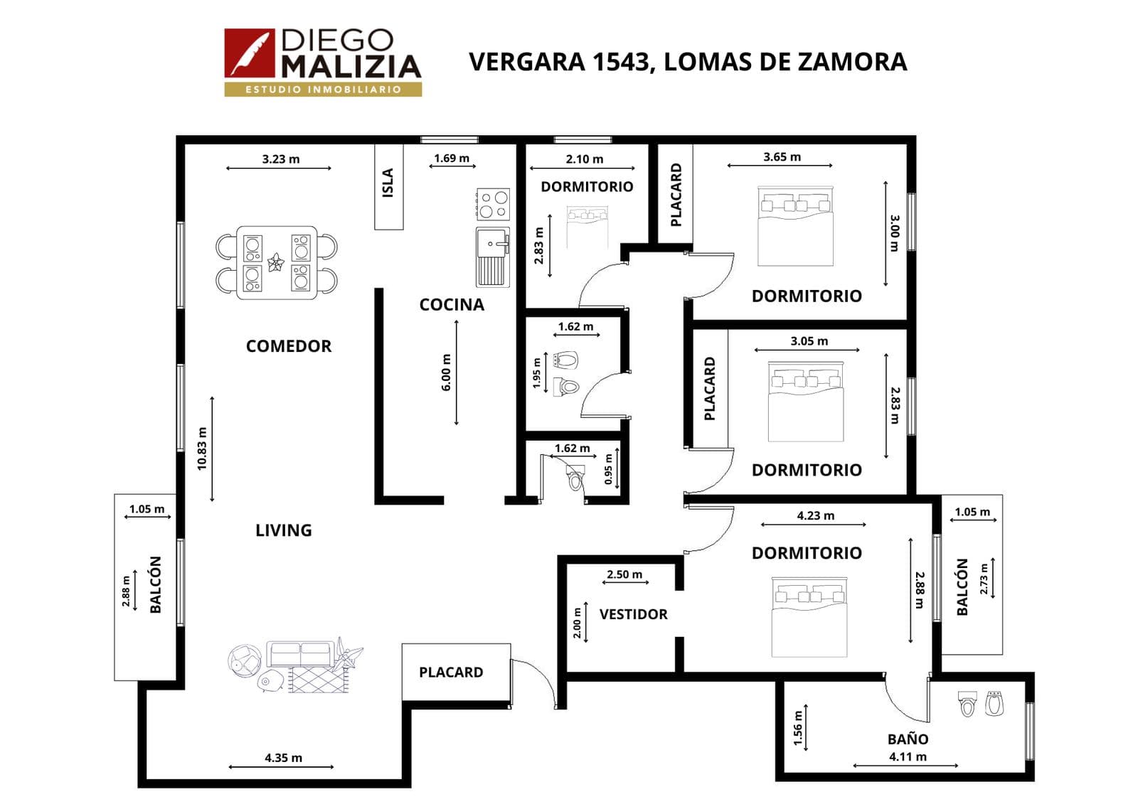 5-room apartment for sale with 2 parking spaces in Banfield