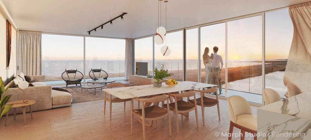 2-bedroom apartment with a spacious terrace on the beachfront in Punta del Este, Playa Mansa, stop 39