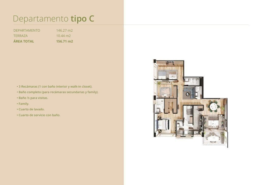 Pre-sale: Bosque Real Apartments, 156.71 m² — Units 1504, 1604, 1704, 1804, 1904