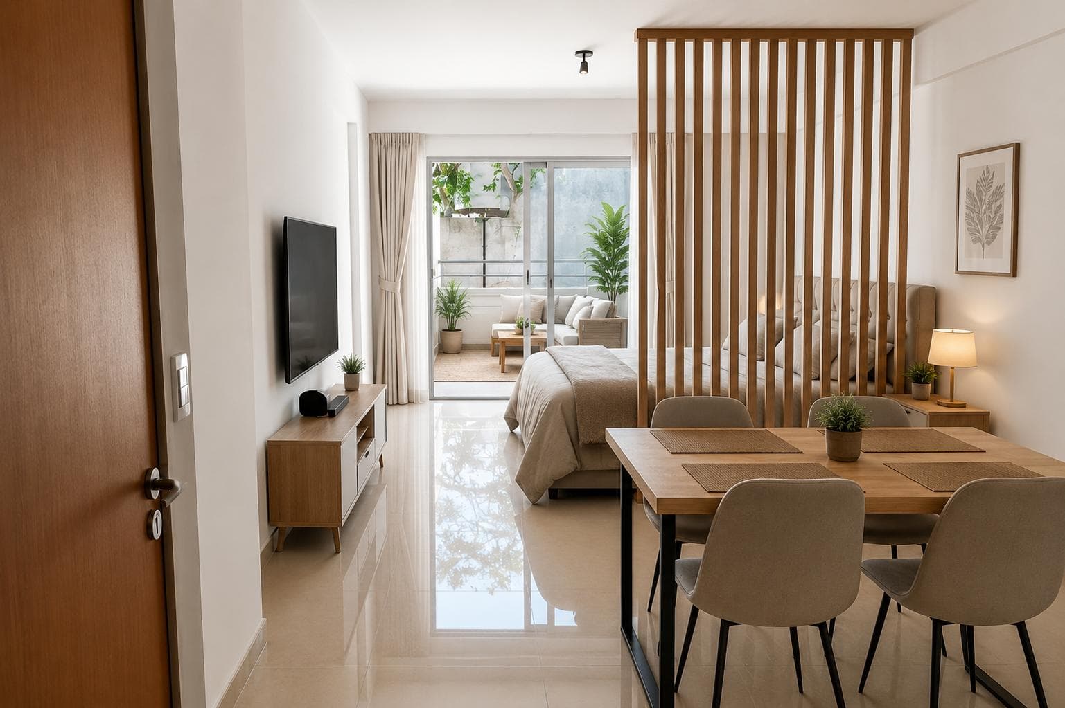 Apartment - Spacious studio apartment (eligible for a mortgage) with a balcony/terrace, on the first floor on the rear side of the building