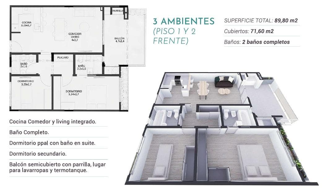 Brand-new 3-room apartment for sale in Monte Castro