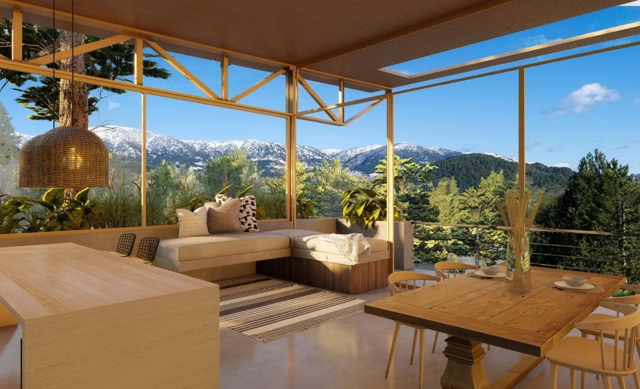 45 m² ground-floor apartment with mountain views. 50% down payment, 18 monthly payments