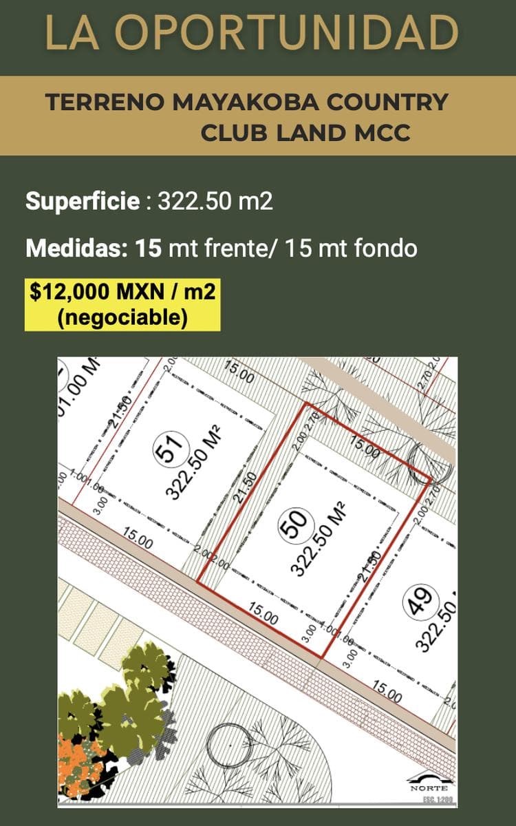 Premium Lot for Sale, 322.5 m2, Mayakobá City, Playa del Carmen, Quintana Roo