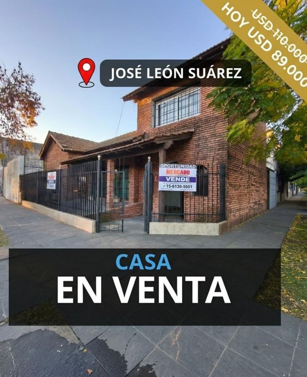 House for sale in José León Suárez, near the train station and Márquez; 3 bedrooms with a patio and a double garage