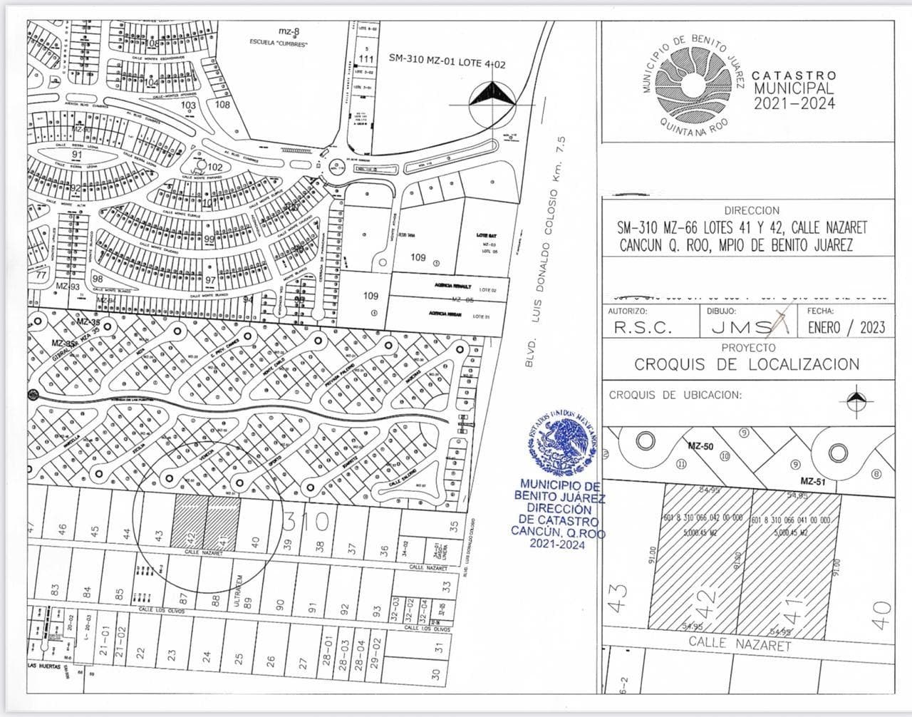Land for Sale, 10,000 m2, Mixed-Use Neighborhood, Av. Nazareth, Olivos, Cancún.