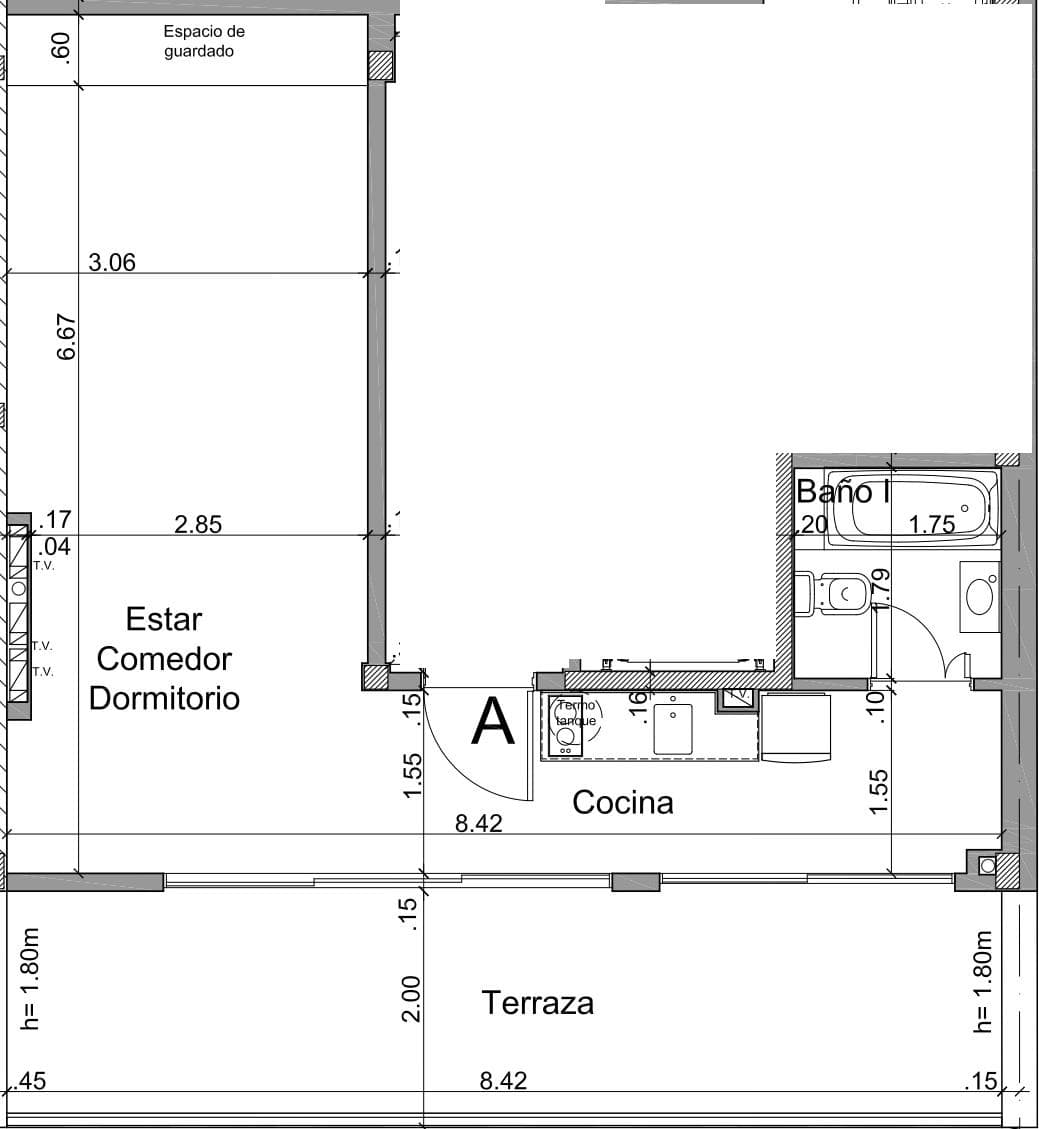 One-room apartment with a balcony in Almagro