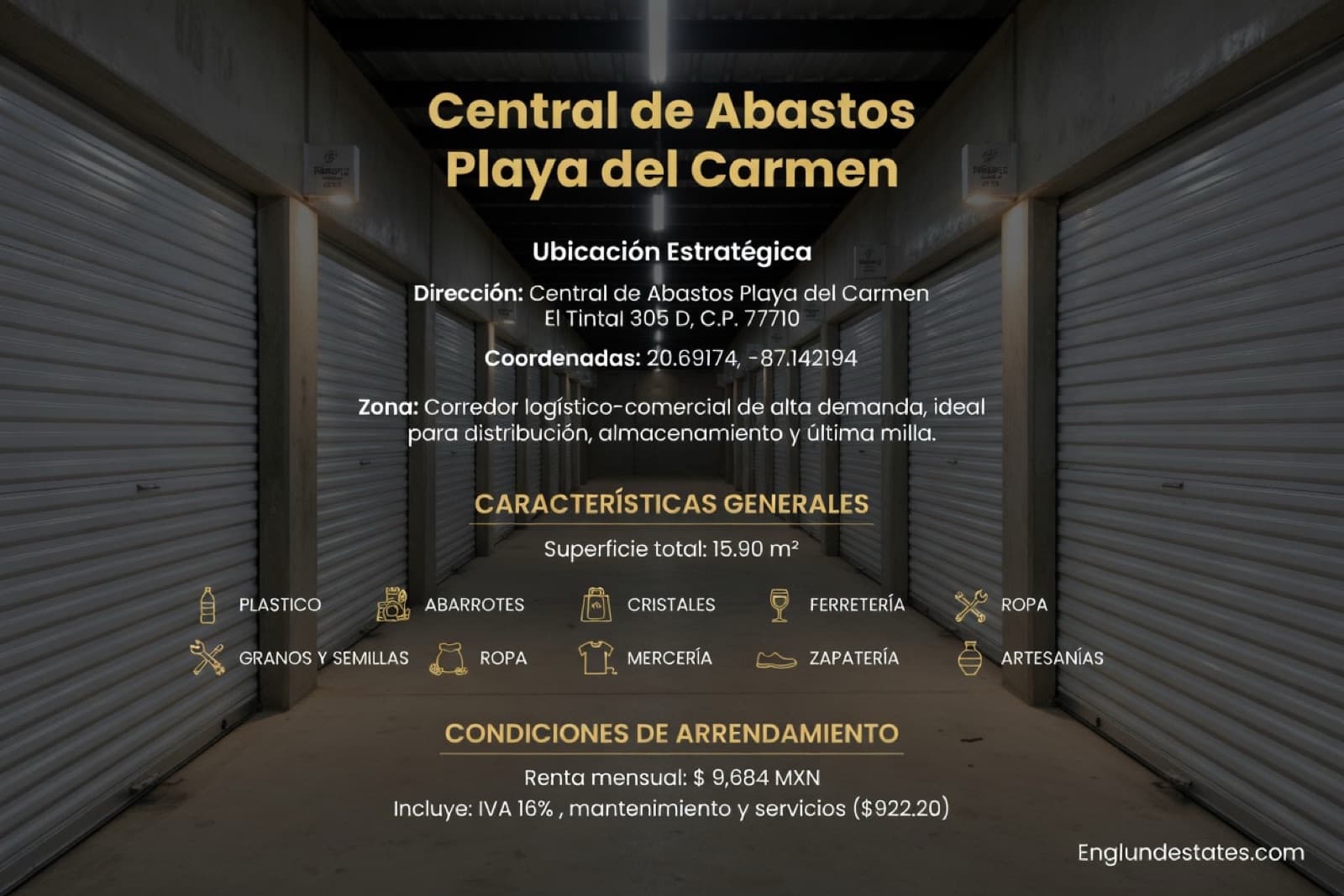WINE CELLAR FOR RENT INSIDE THE PLAYA DEL CARMEN WHOLESALE MARKET